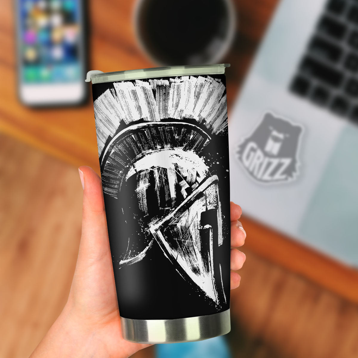 Helmet Ancient Spartan Print Tumbler-grizzshop