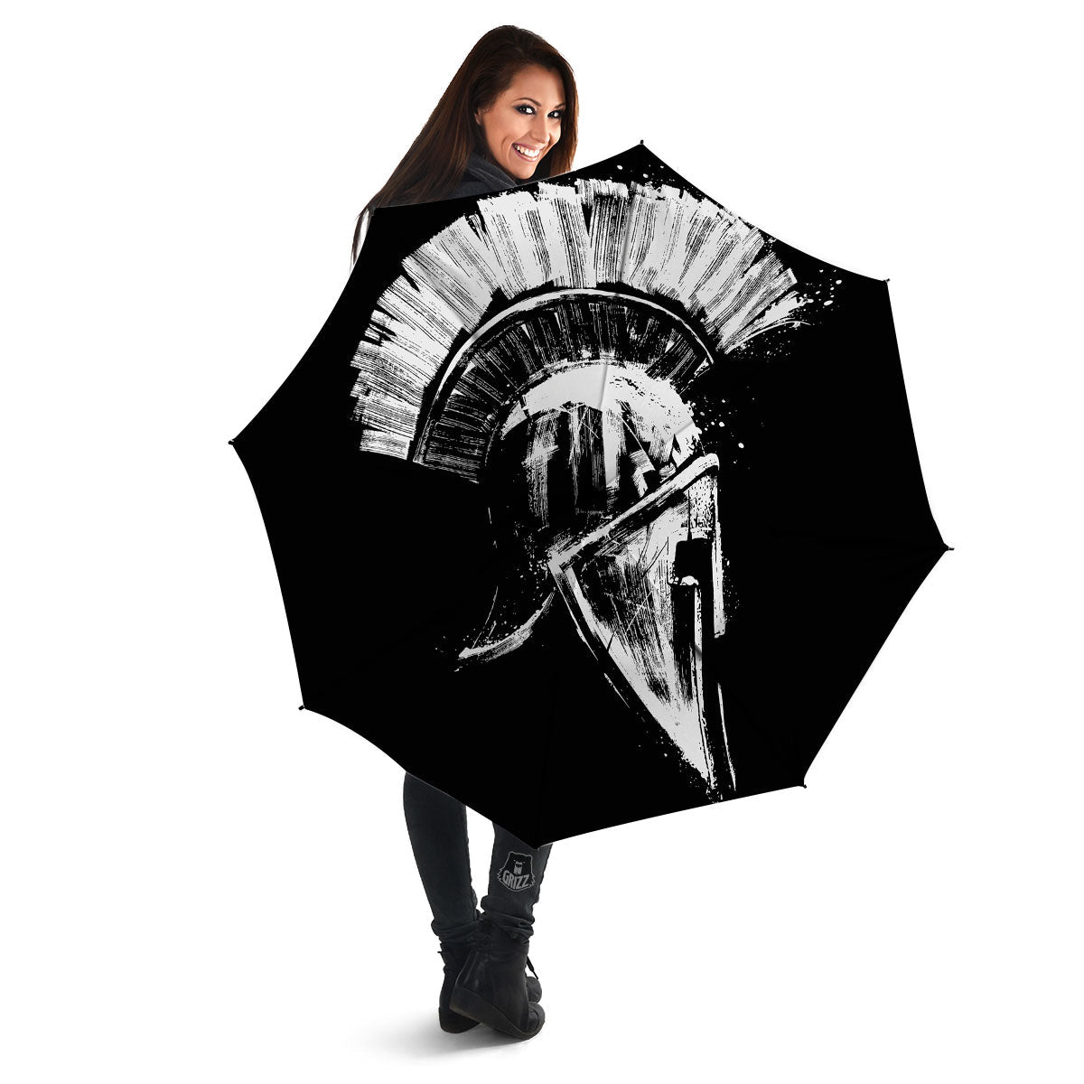 Helmet Ancient Spartan Print Umbrella-grizzshop