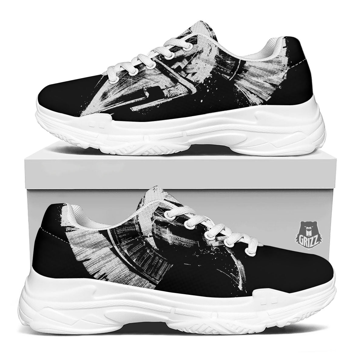 Helmet Ancient Spartan Print White Chunky Shoes-grizzshop