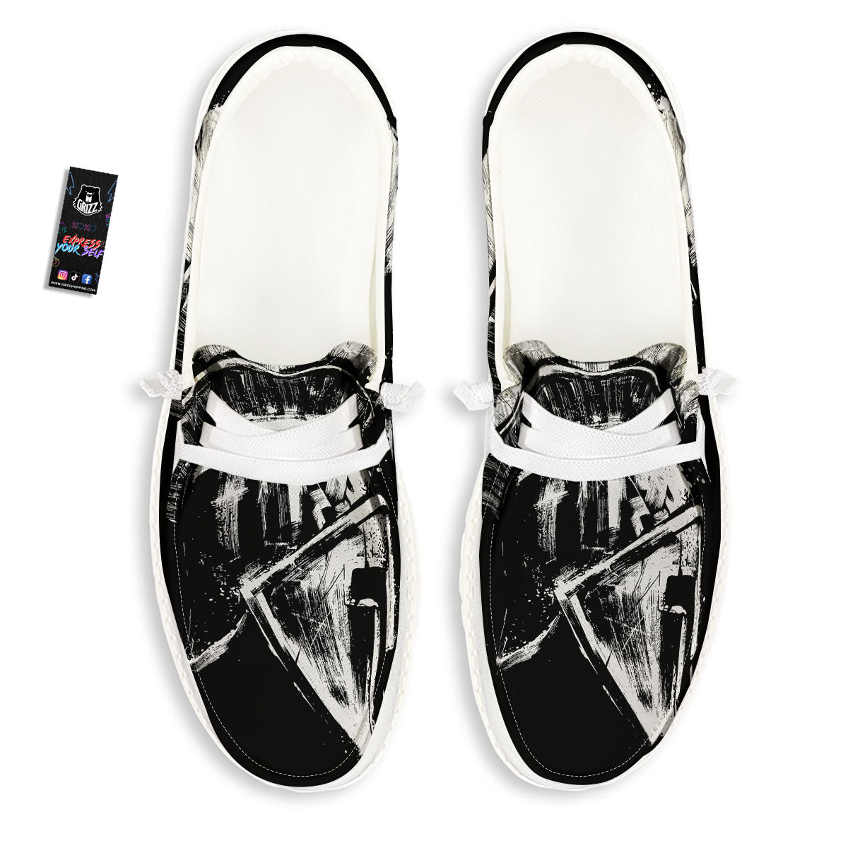 Helmet Ancient Spartan Print White Loafers-grizzshop