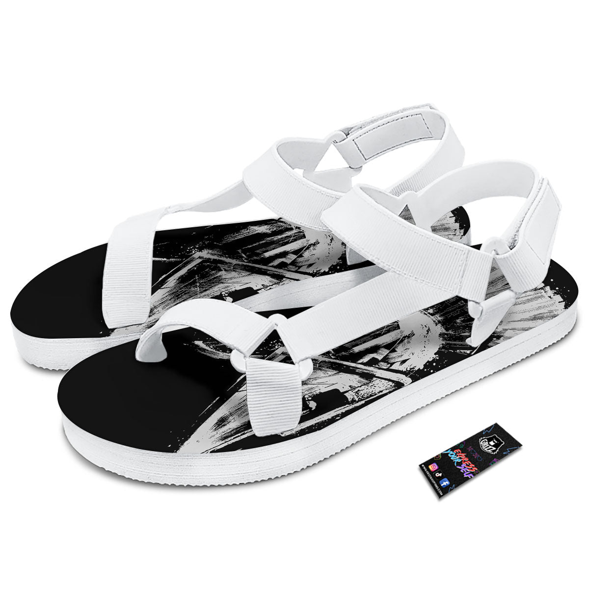 Helmet Ancient Spartan Print White Open Toe Sandals-grizzshop