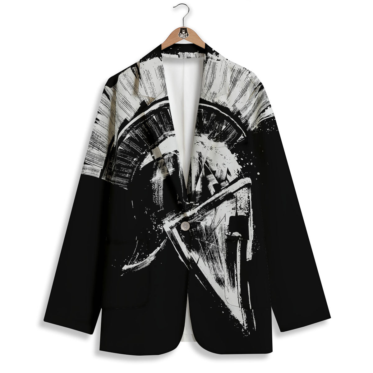 Helmet Ancient Spartan Print Women's Blazer-grizzshop