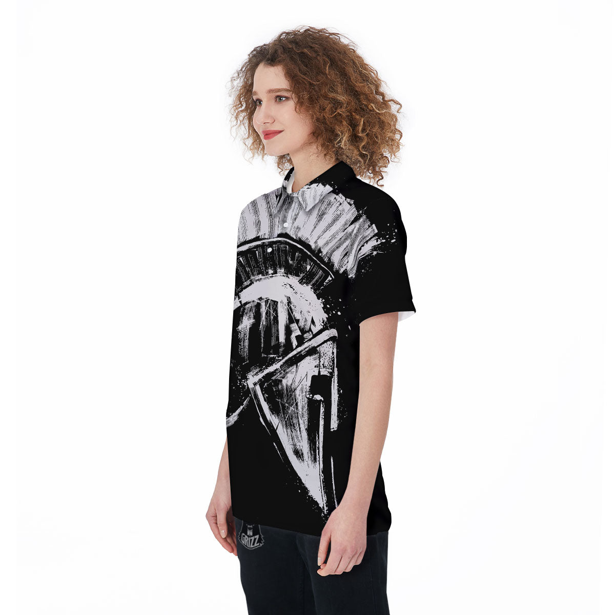 Helmet Ancient Spartan Print Women's Golf Shirts-grizzshop