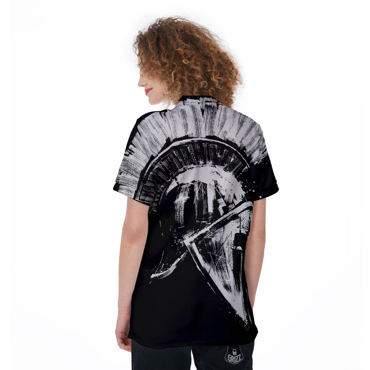 Helmet Ancient Spartan Print Women's Golf Shirts-grizzshop
