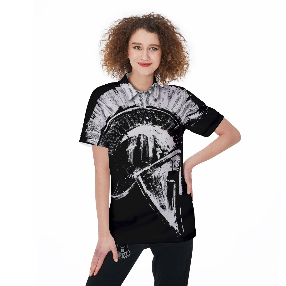 Helmet Ancient Spartan Print Women's Golf Shirts-grizzshop