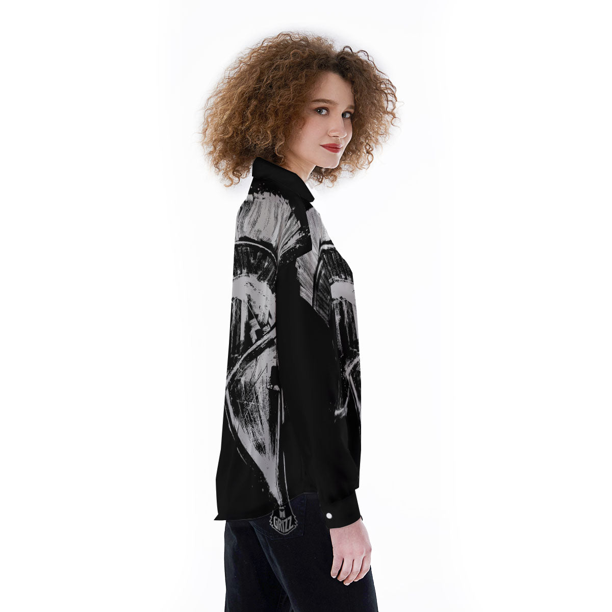 Helmet Ancient Spartan Print Women's Long Sleeve Shirts-grizzshop