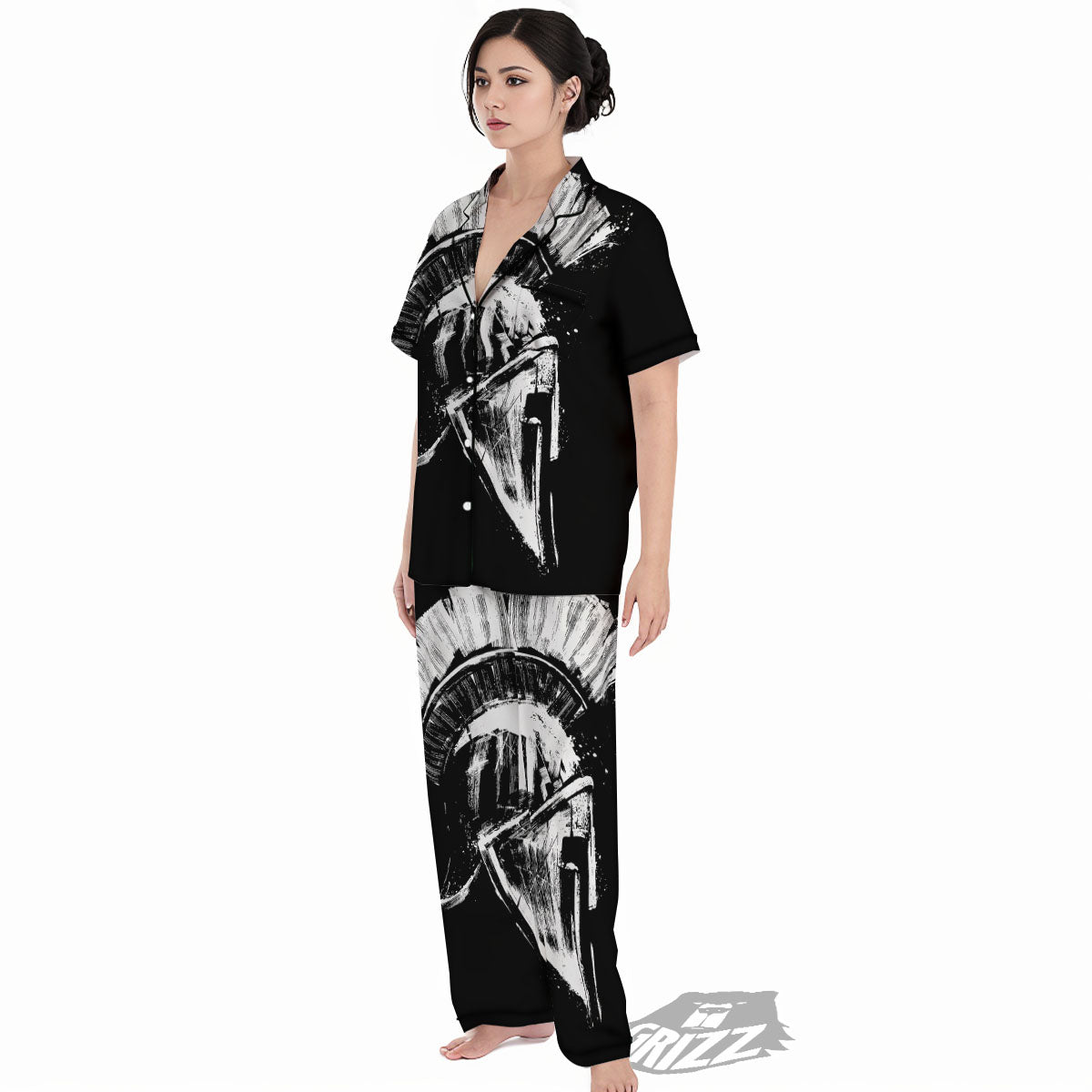 Helmet Ancient Spartan Print Women's Pajamas Set-grizzshop