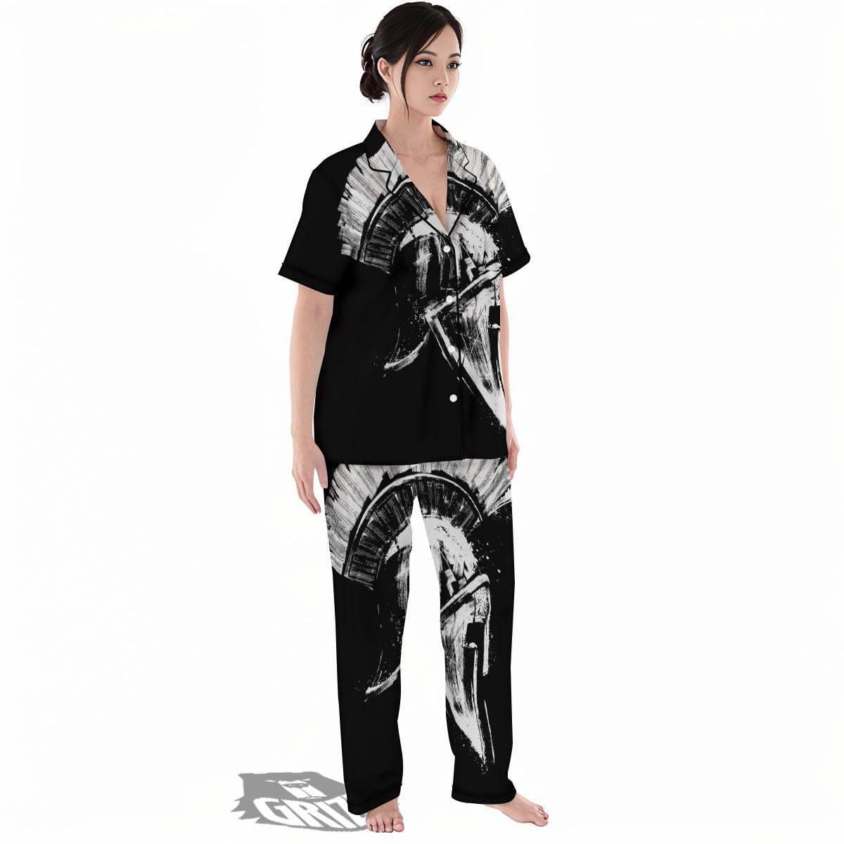 Helmet Ancient Spartan Print Women's Pajamas Set-grizzshop