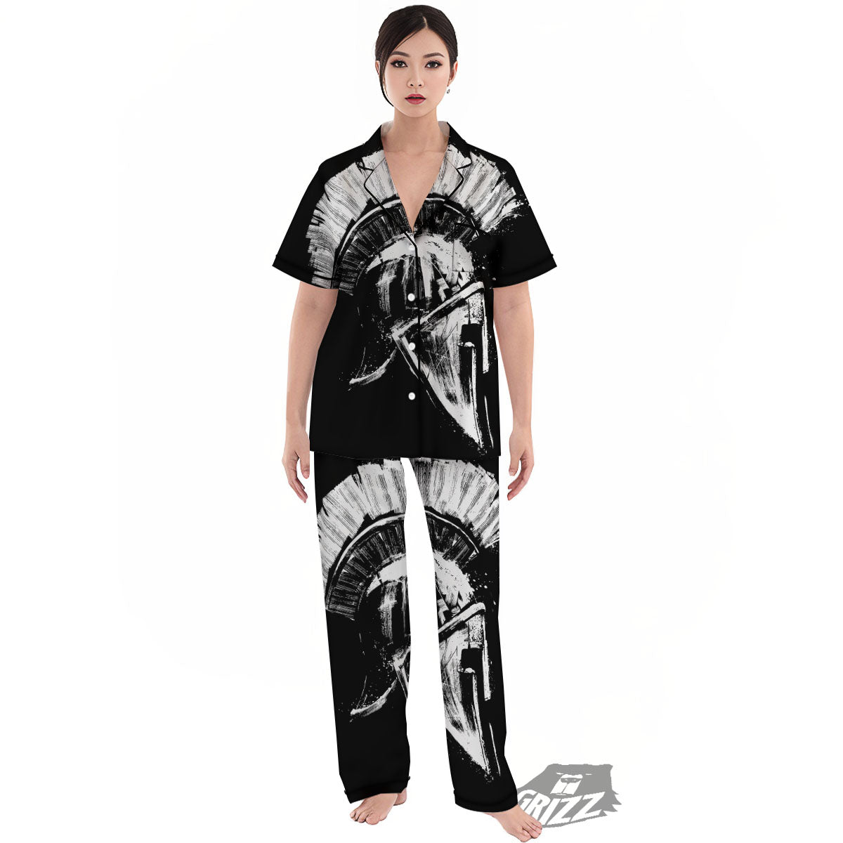 Helmet Ancient Spartan Print Women's Pajamas Set-grizzshop