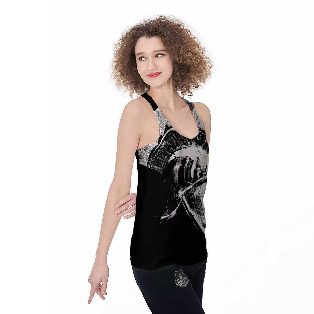 Helmet Ancient Spartan Print Women's Racerback Tank Top-grizzshop
