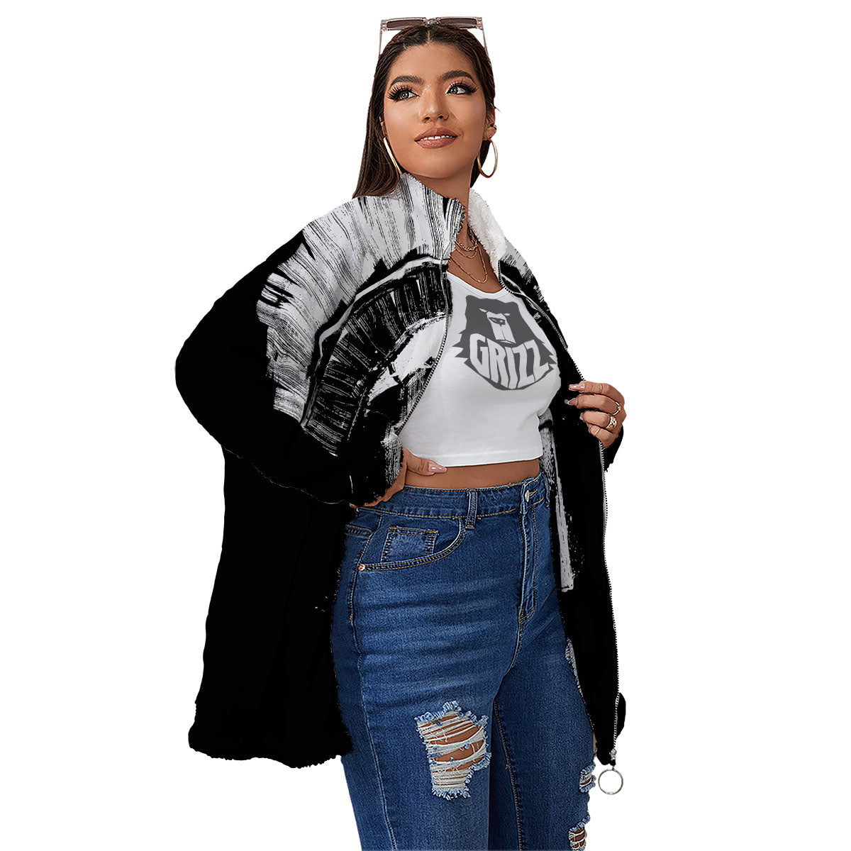 Helmet Ancient Spartan Print Women's Sherpa Jacket-grizzshop