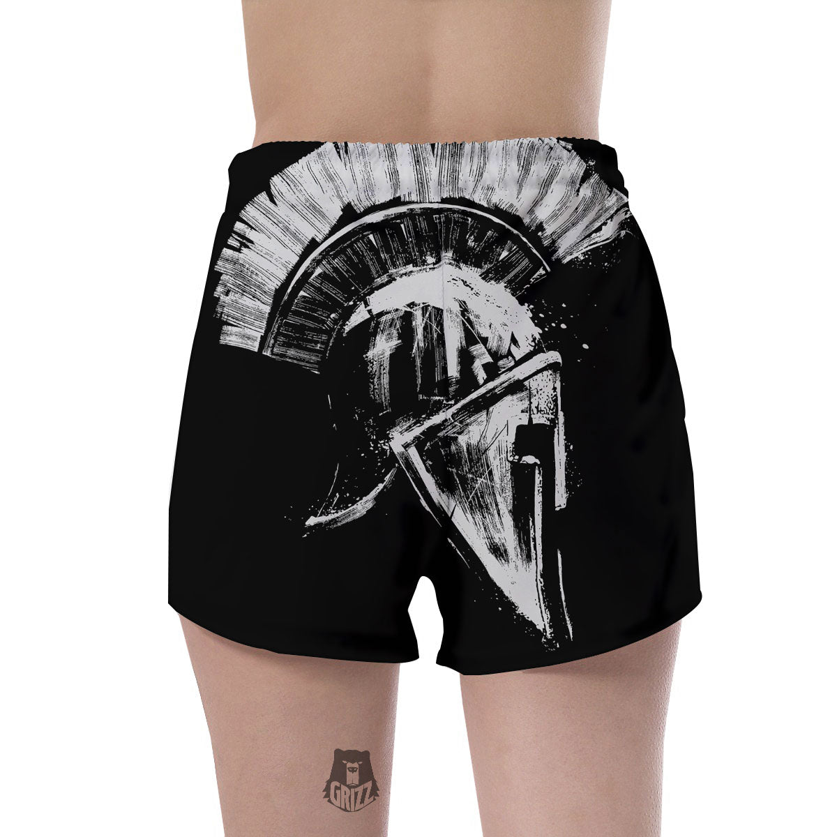 Helmet Ancient Spartan Print Women's Shorts-grizzshop