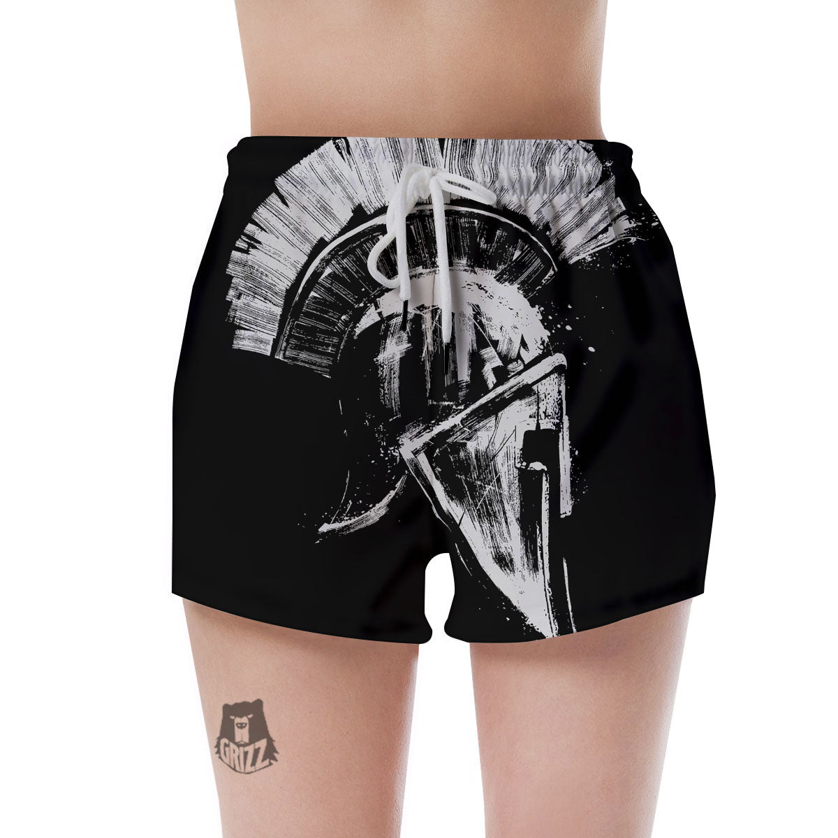 Helmet Ancient Spartan Print Women's Shorts-grizzshop
