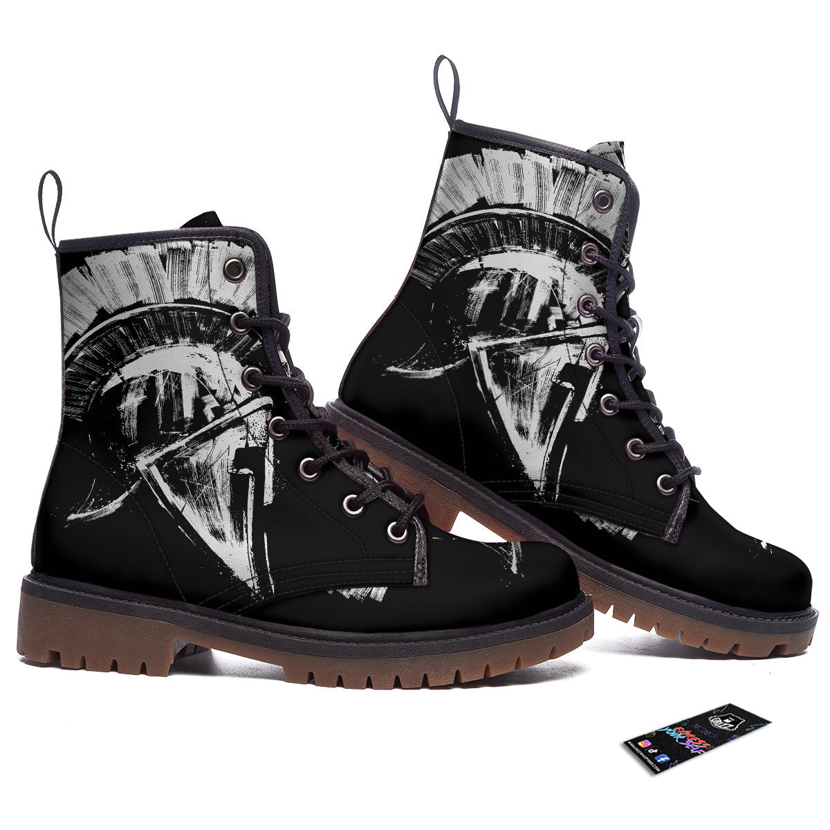 Helmet Ancient Spartan Print Work Boots-grizzshop