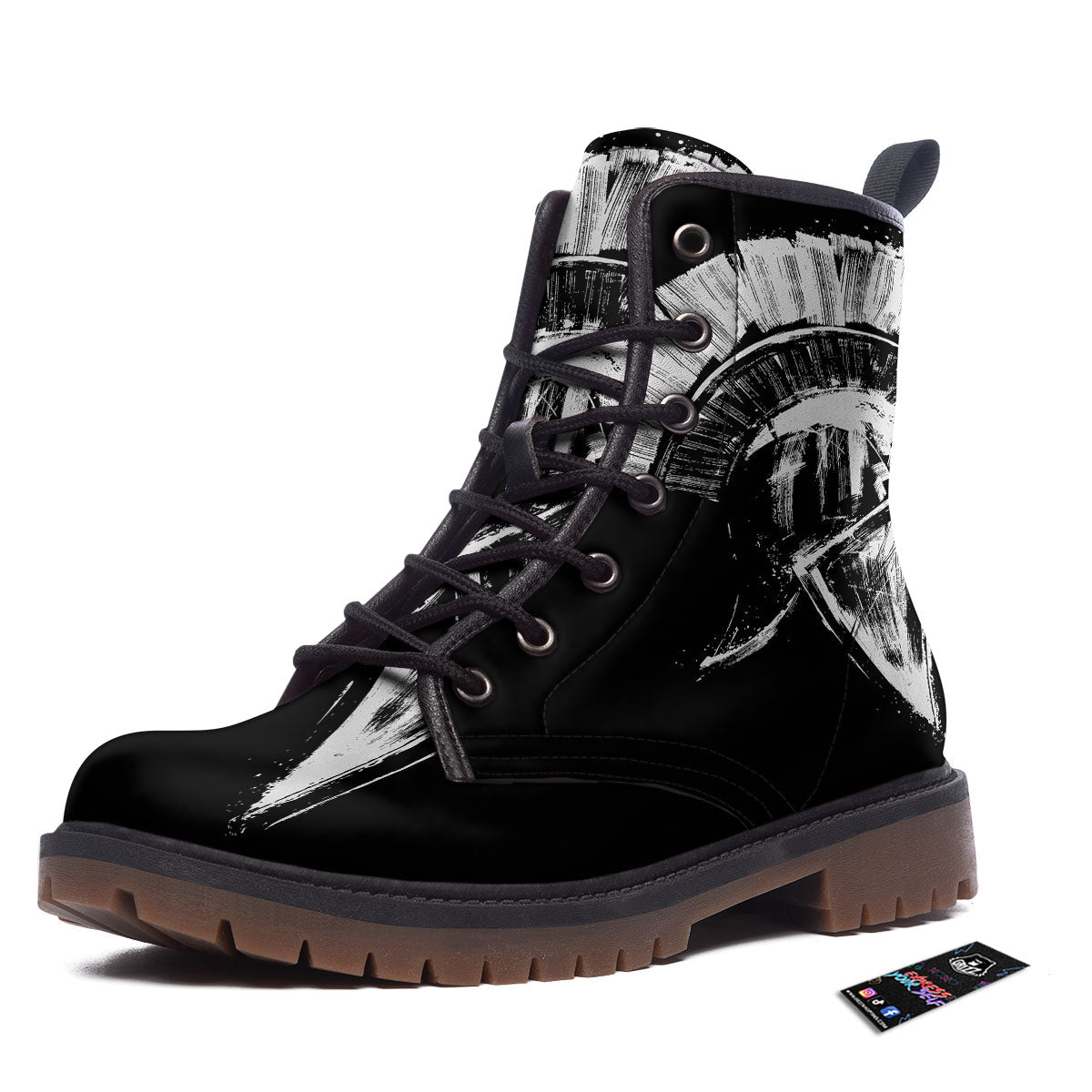 Helmet Ancient Spartan Print Work Boots-grizzshop