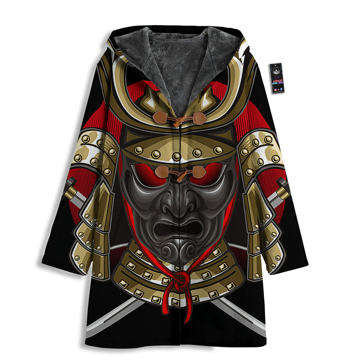 Helmet Japanese Samurai Print Men's Windbreaker Jacket-grizzshop