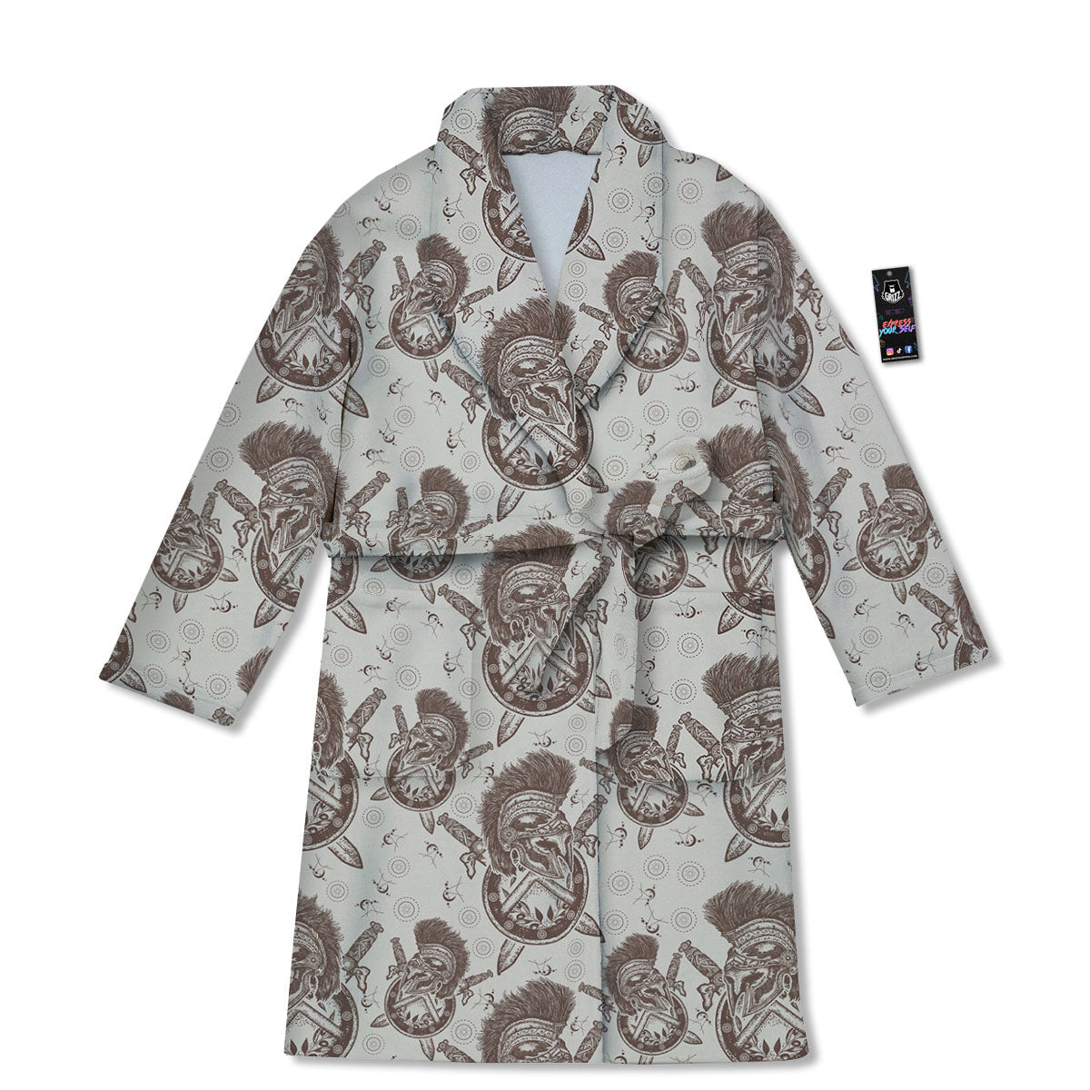 Helmet Spartan Warrior Print Pattern Bathrobe-grizzshop