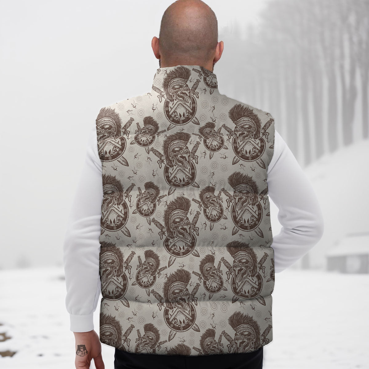 Helmet Spartan Warrior Print Pattern Down Vest