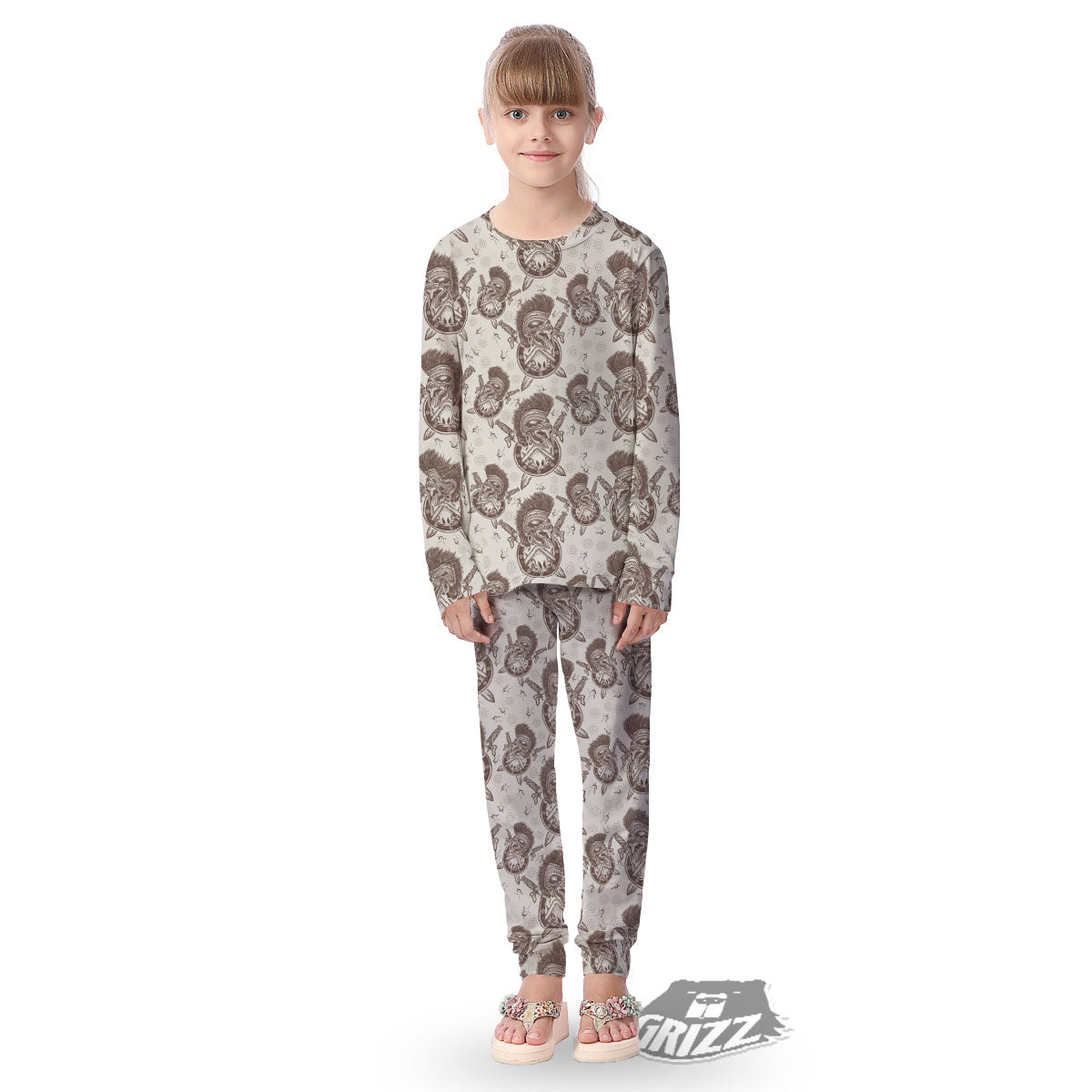 Helmet Spartan Warrior Print Pattern Kid's Pajamas-grizzshop