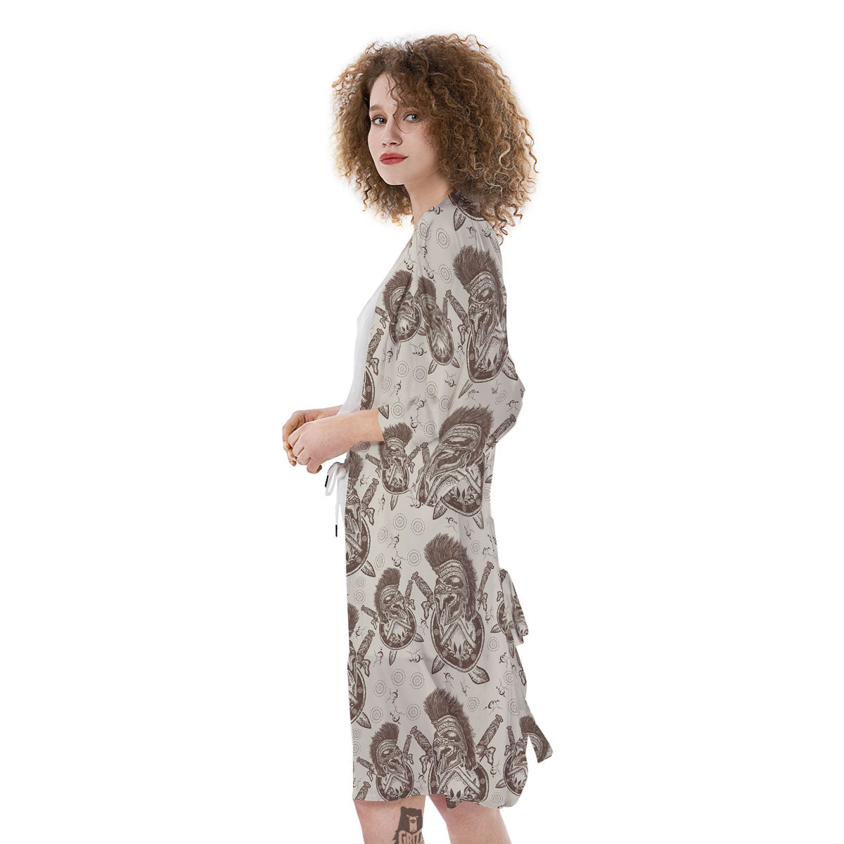 Helmet Spartan Warrior Print Pattern Kimono-grizzshop