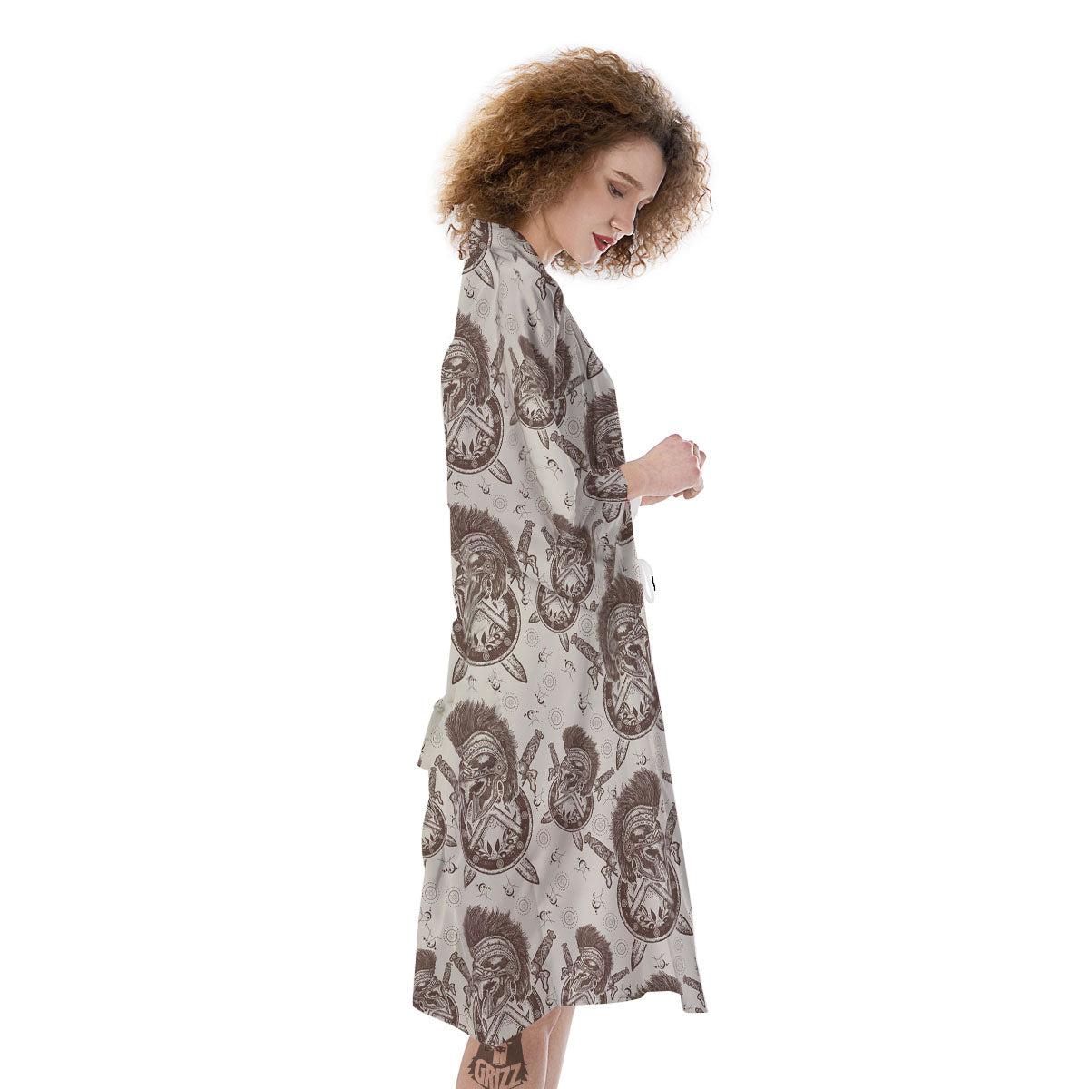 Helmet Spartan Warrior Print Pattern Kimono-grizzshop