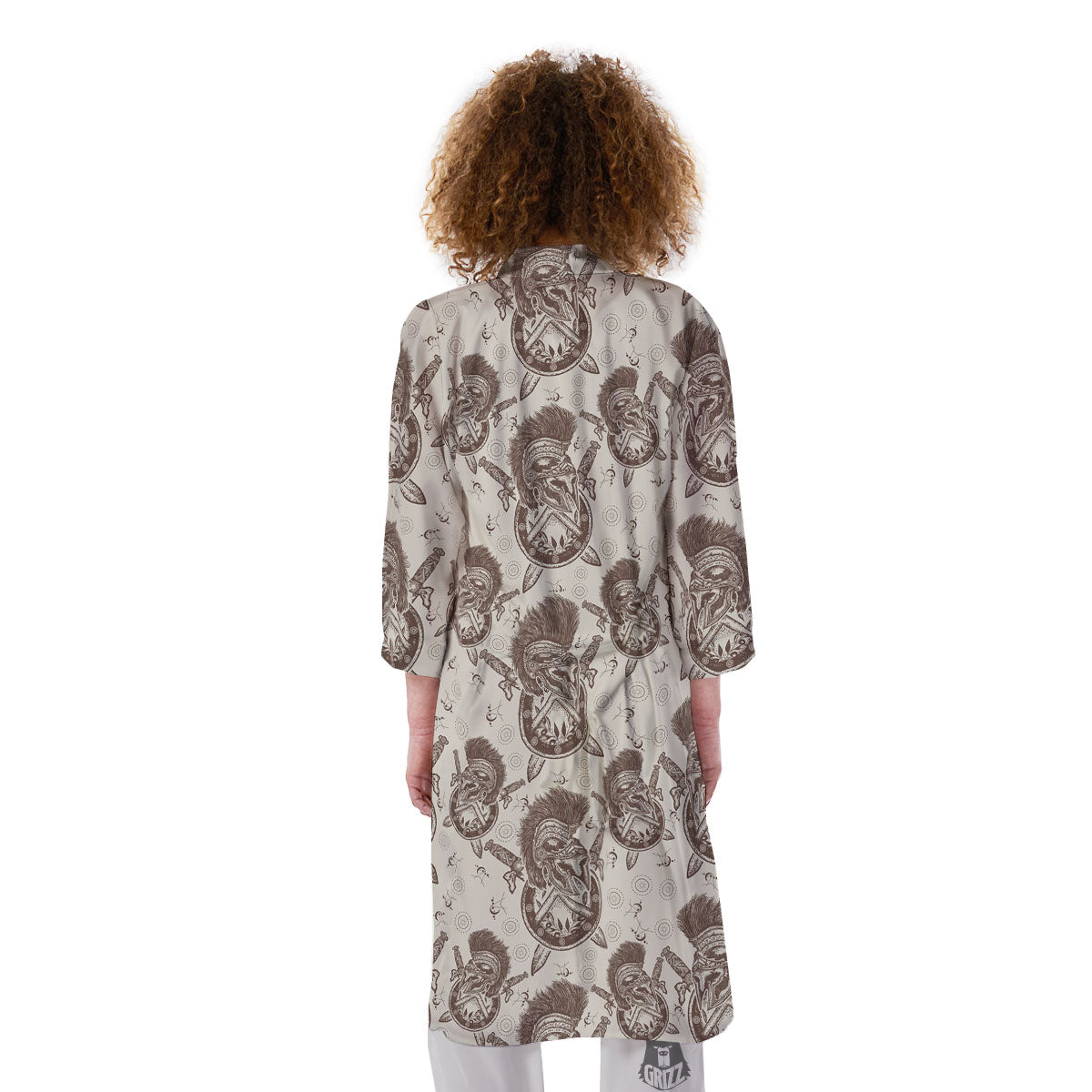 Helmet Spartan Warrior Print Pattern Kimono-grizzshop