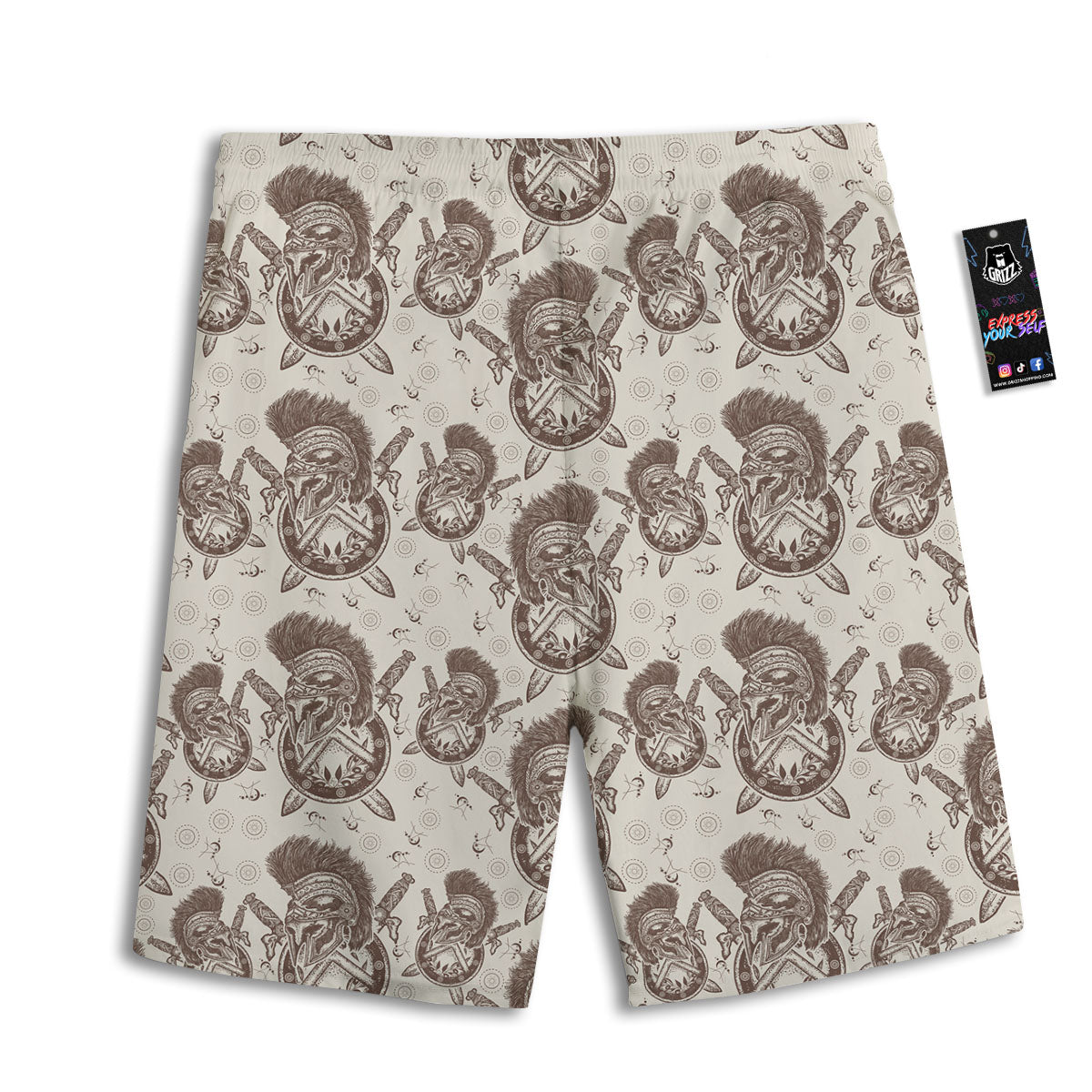 Helmet Spartan Warrior Print Pattern Men's Athletic Shorts