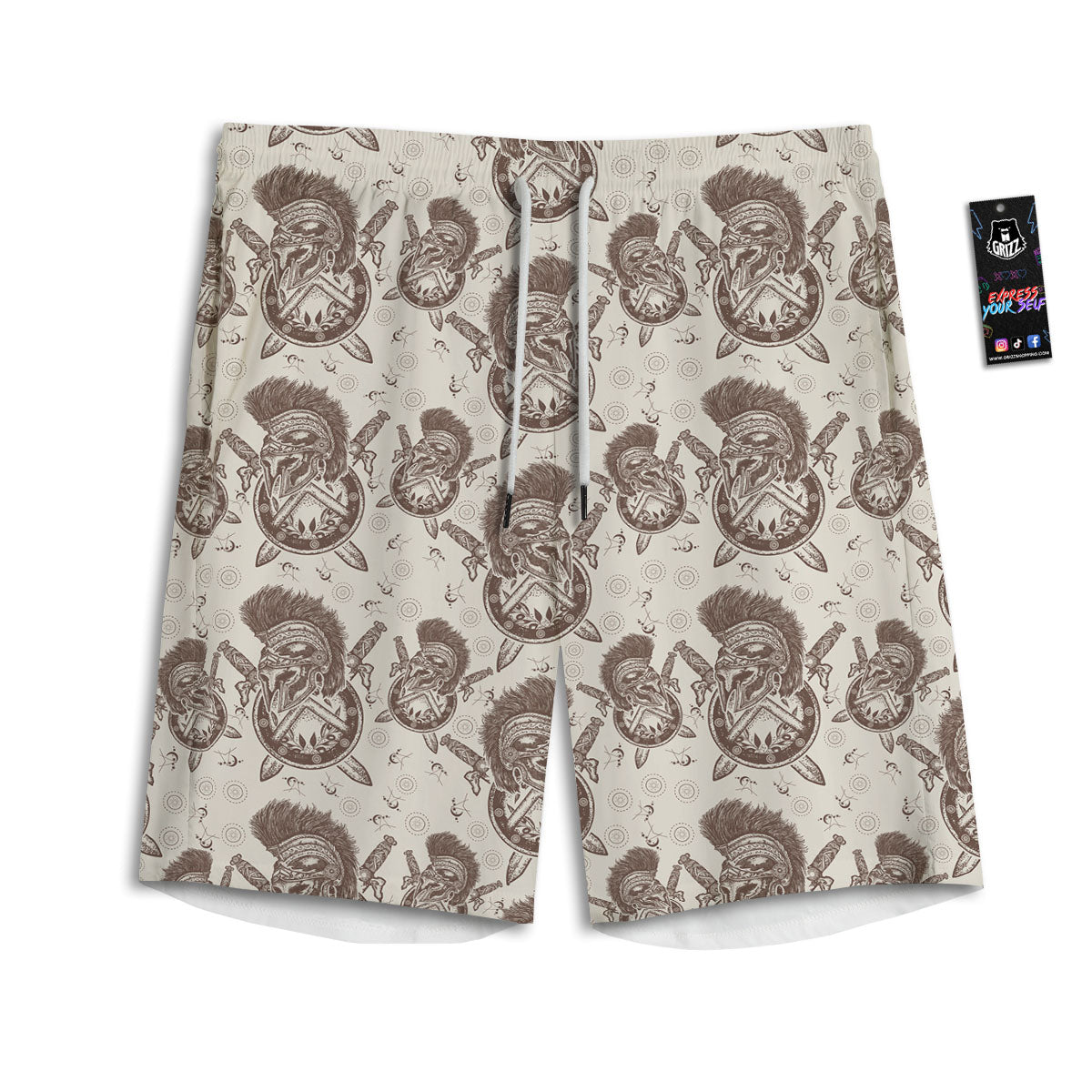 Helmet Spartan Warrior Print Pattern Men's Athletic Shorts