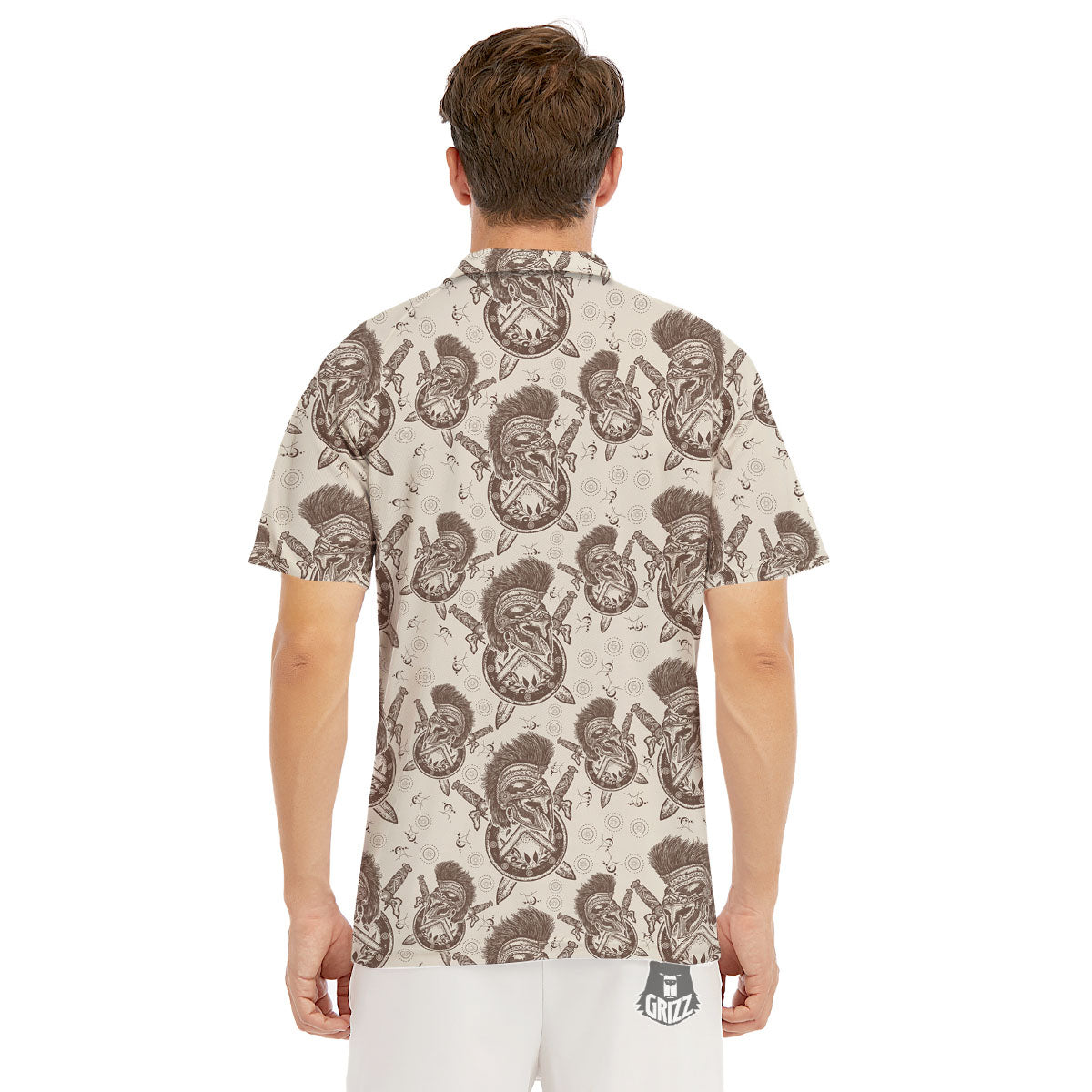 Helmet Spartan Warrior Print Pattern Men's Golf Shirts-grizzshop