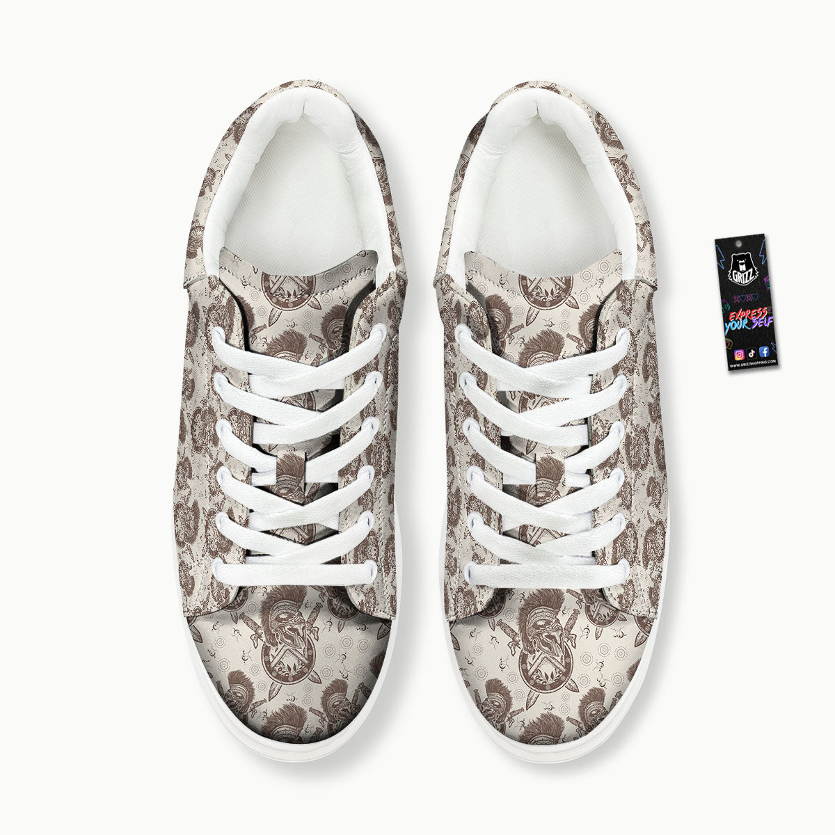 Helmet Spartan Warrior Print Pattern Platform Shoes-grizzshop