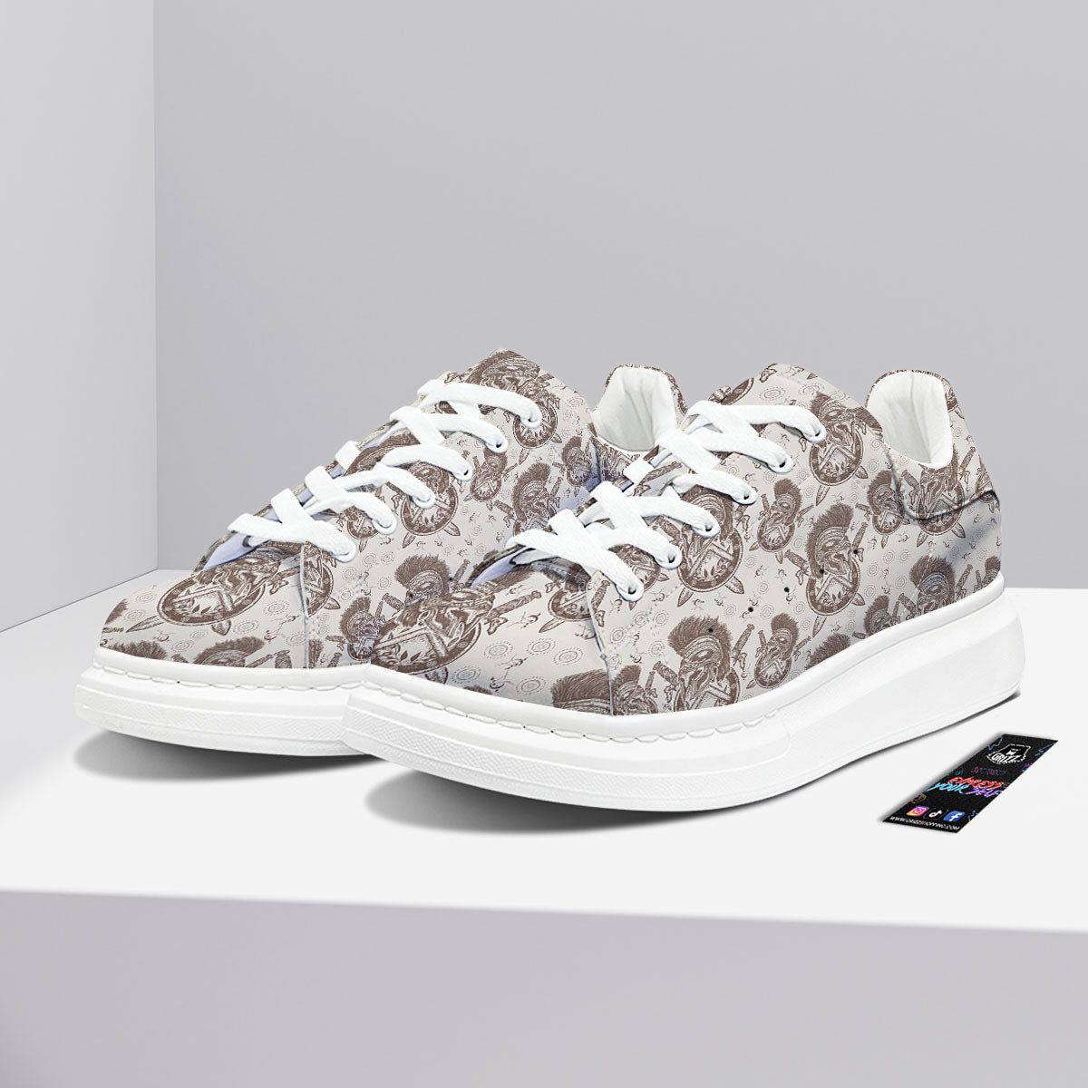 Helmet Spartan Warrior Print Pattern Platform Shoes-grizzshop
