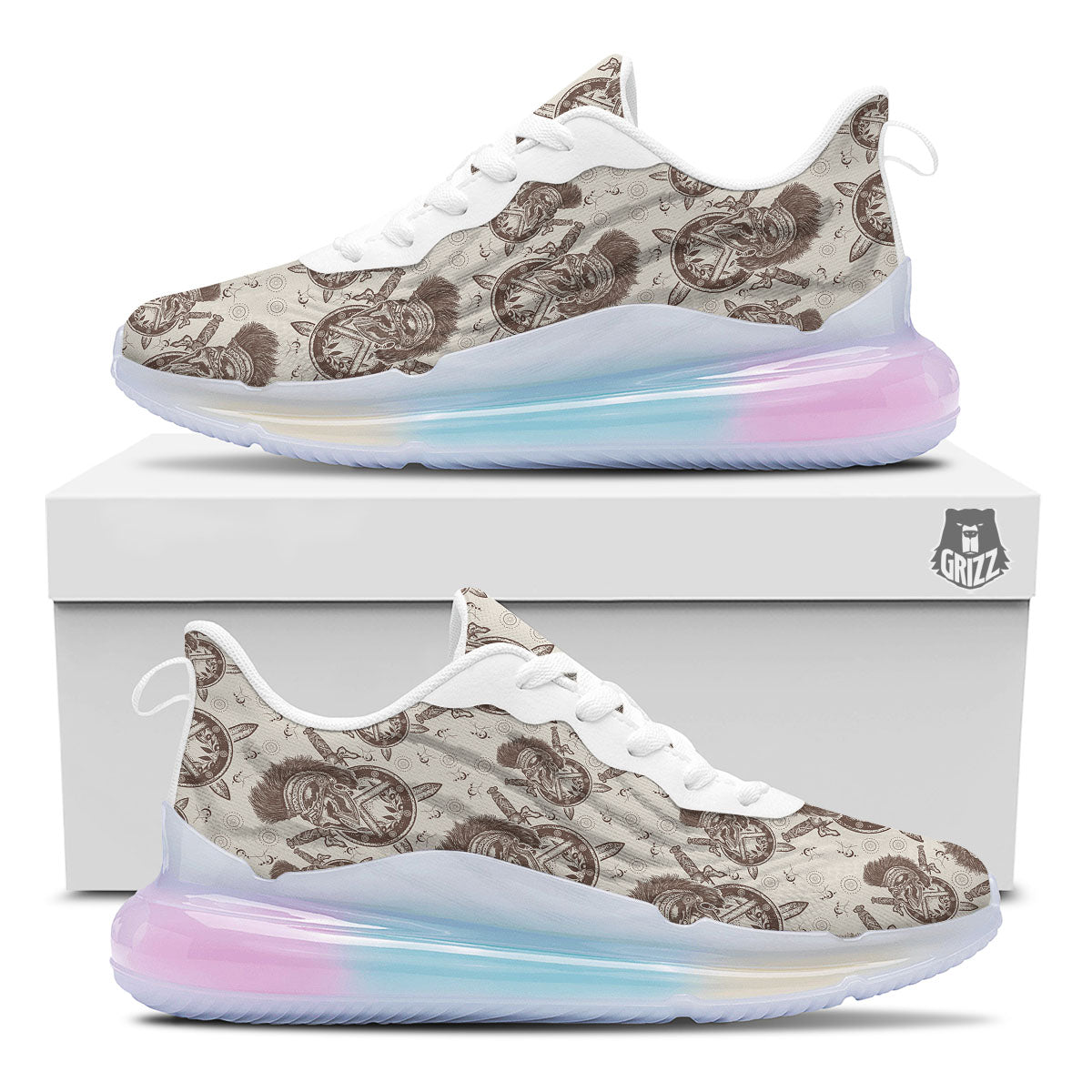 Helmet Spartan Warrior Print Pattern Running Sneakers-grizzshop