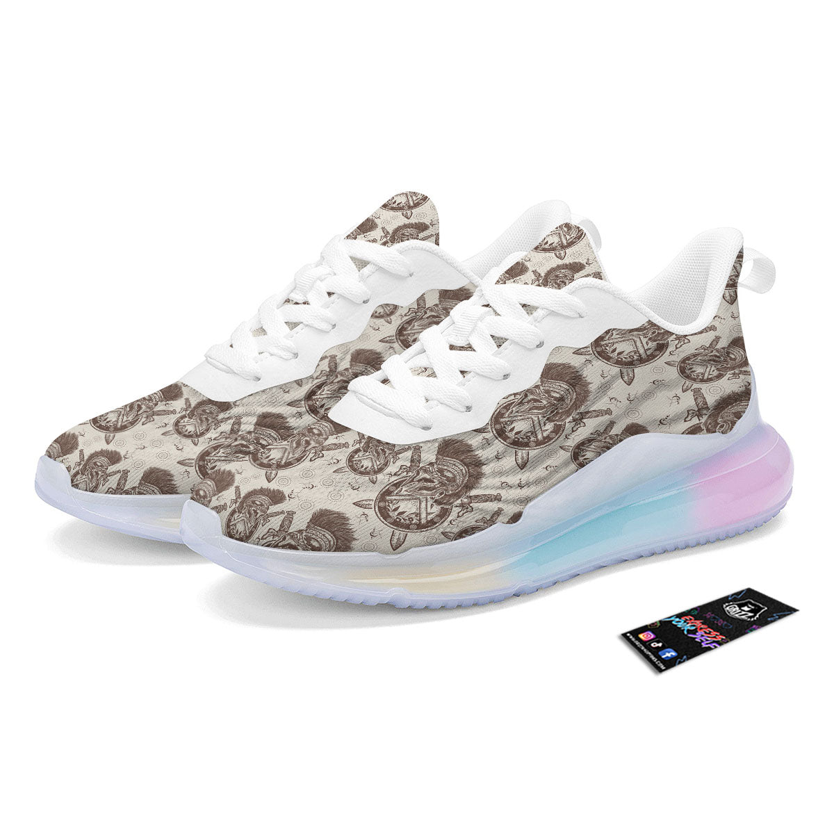 Helmet Spartan Warrior Print Pattern Running Sneakers-grizzshop