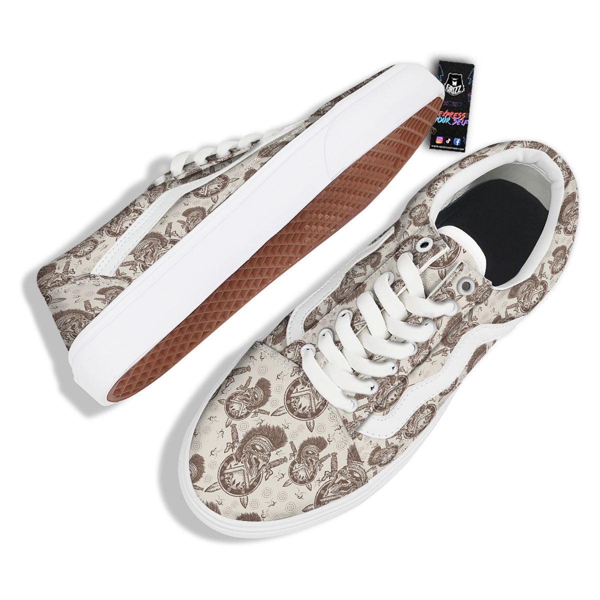 Helmet Spartan Warrior Print Pattern Skate Shoes-grizzshop