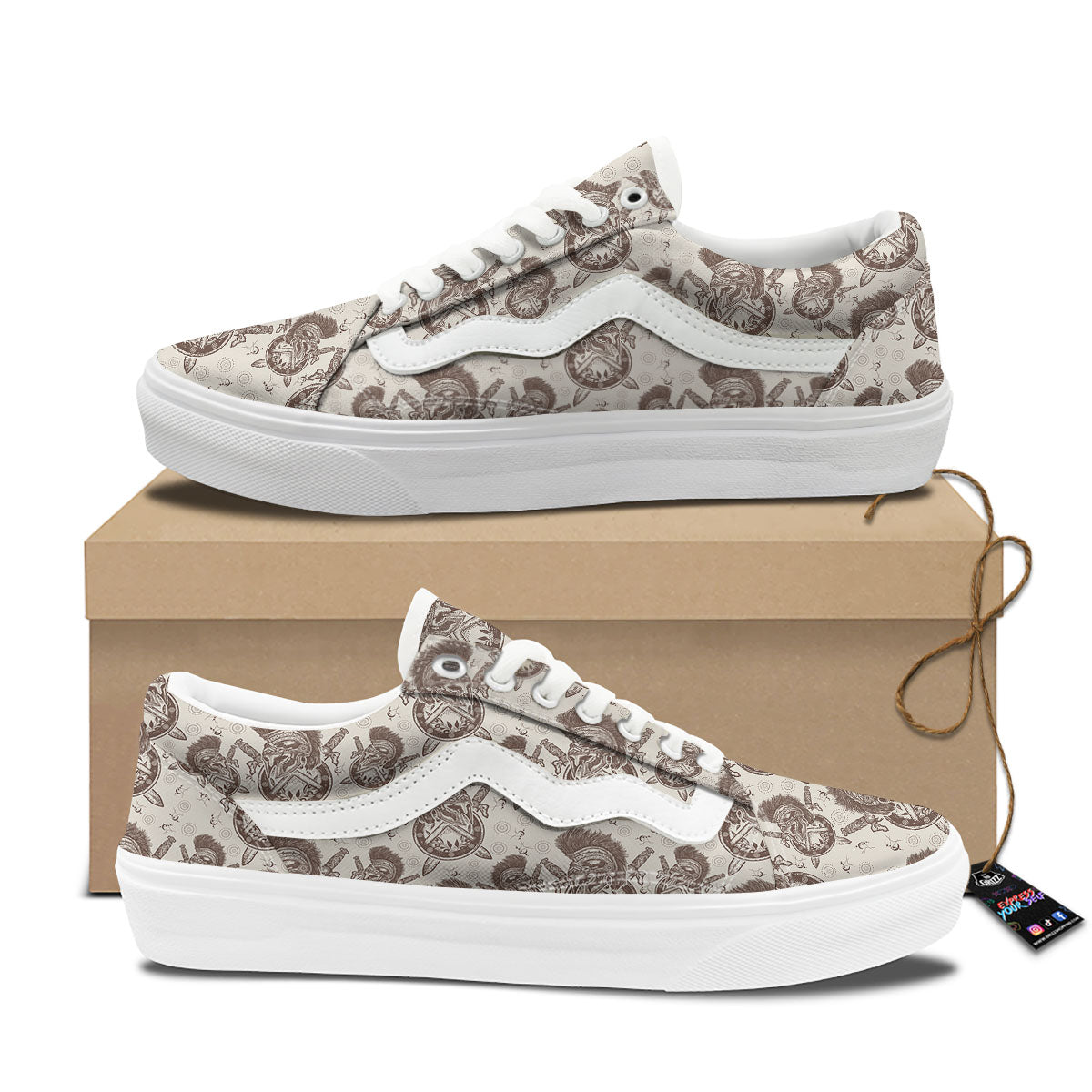 Helmet Spartan Warrior Print Pattern Skate Shoes-grizzshop