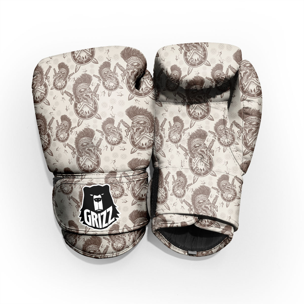 Helmet Spartan Warrior Print Pattern Pro Boxing Glove