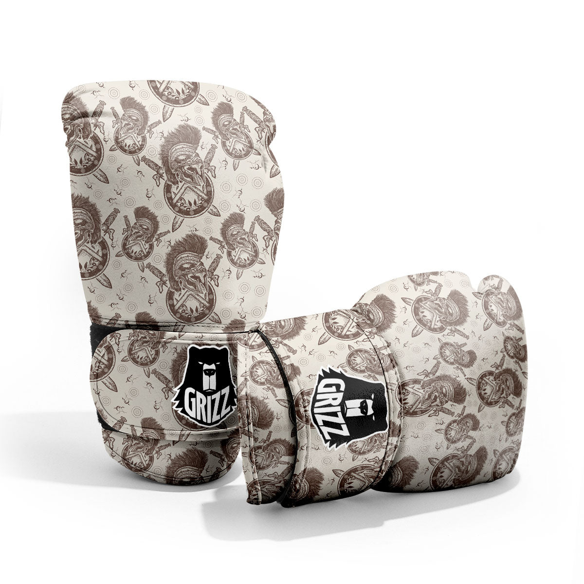 Helmet Spartan Warrior Print Pattern Pro Boxing Glove