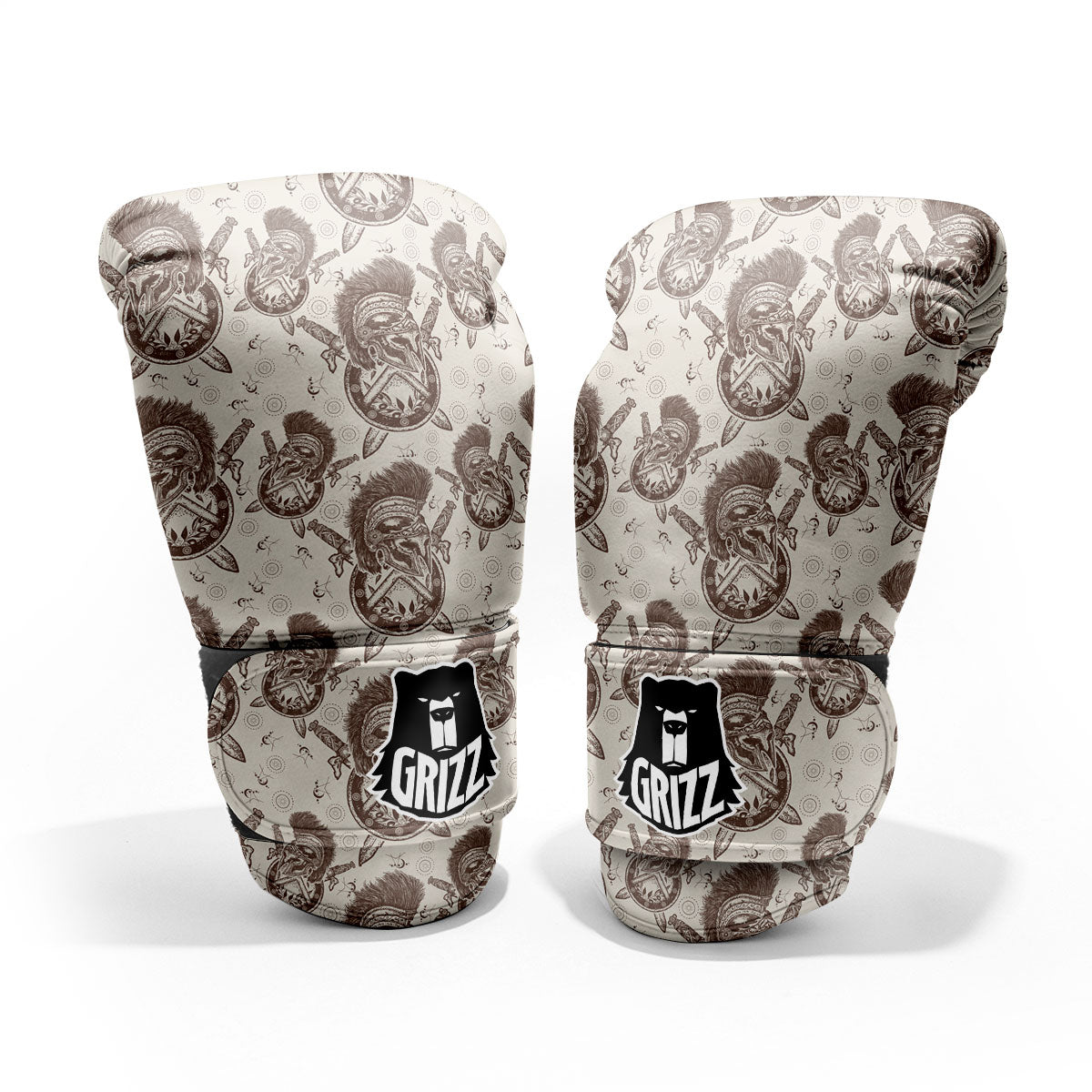 Helmet Spartan Warrior Print Pattern Pro Boxing Glove