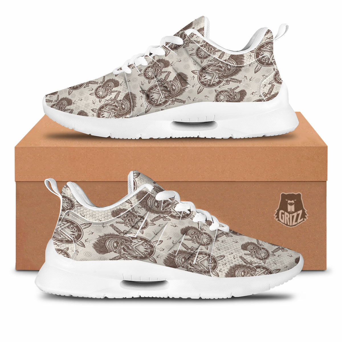 Helmet Spartan Warrior Print Pattern Tennis Shoes-grizzshop