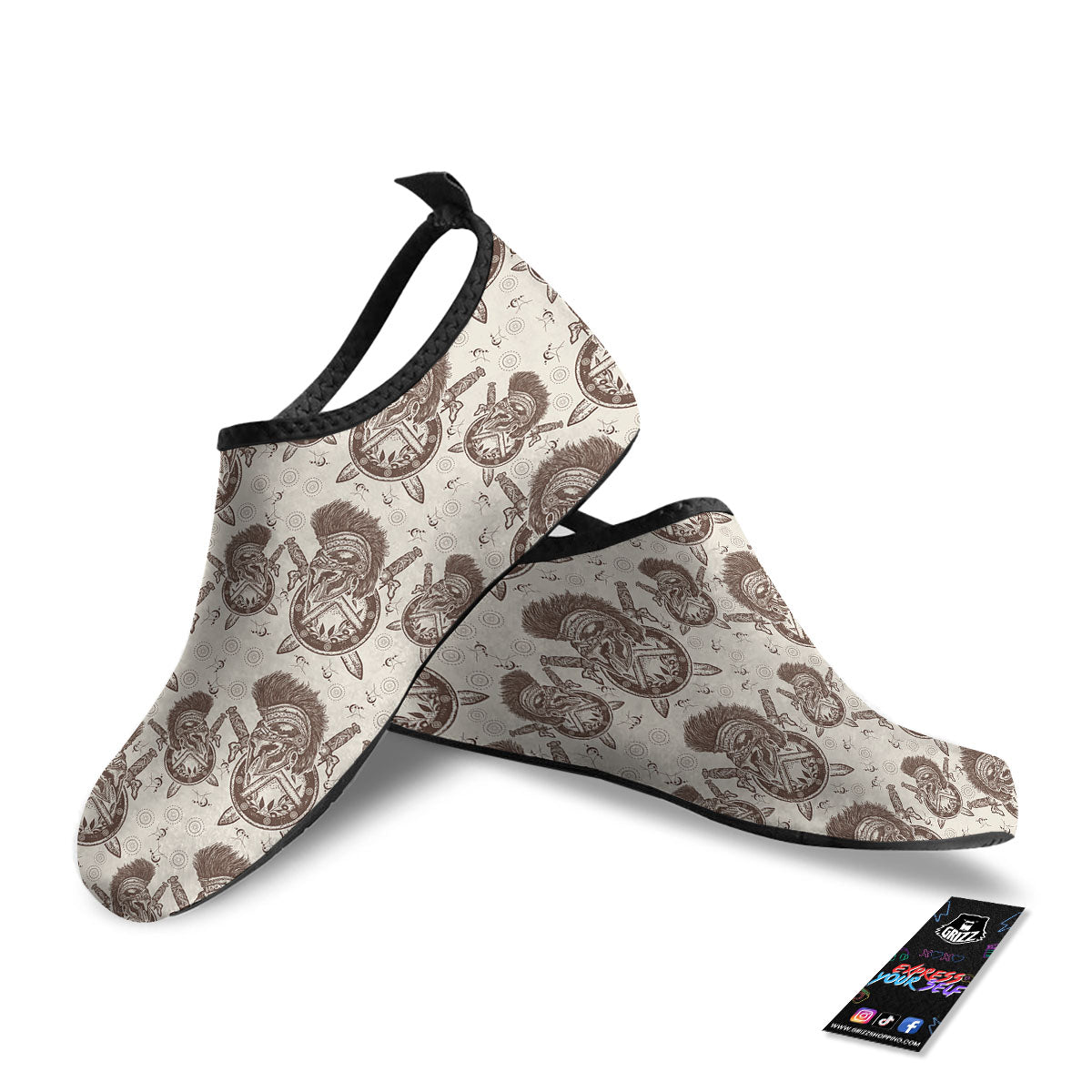 Helmet Spartan Warrior Print Pattern Water Shoes-grizzshop