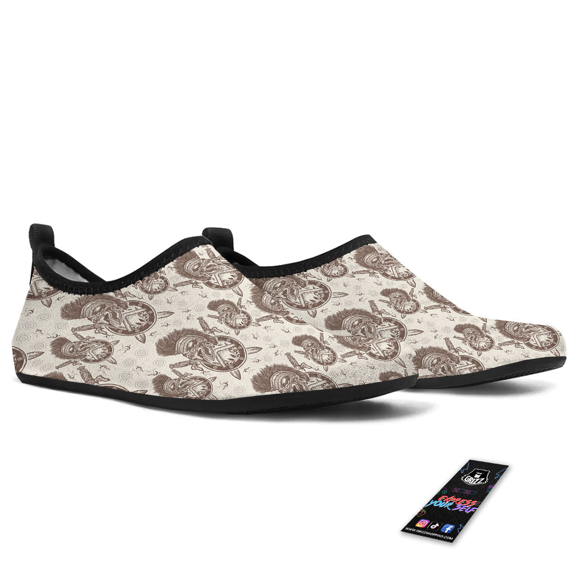 Helmet Spartan Warrior Print Pattern Water Shoes-grizzshop