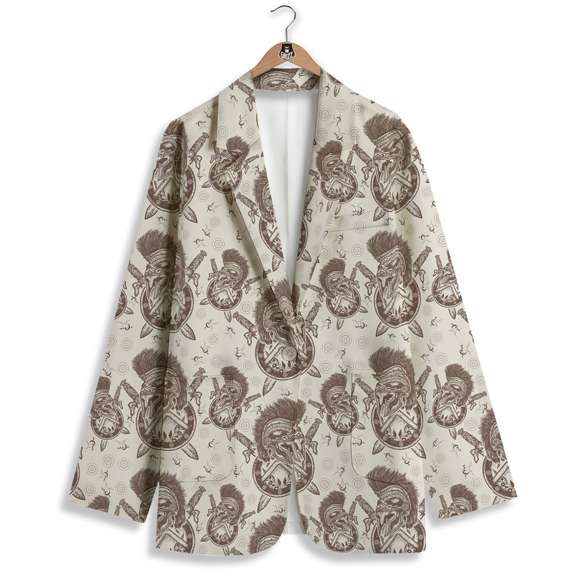 Helmet Spartan Warrior Print Pattern Women's Blazer-grizzshop