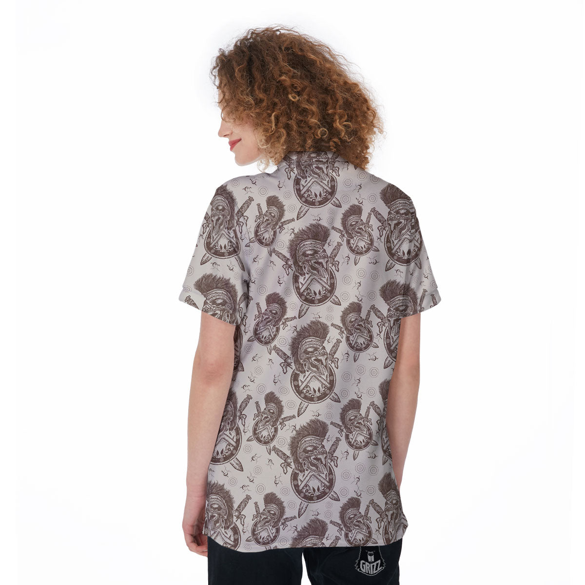 Helmet Spartan Warrior Print Pattern Women's Golf Shirts-grizzshop