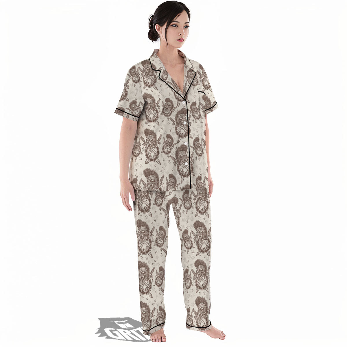 Helmet Spartan Warrior Print Pattern Women's Pajamas Set-grizzshop