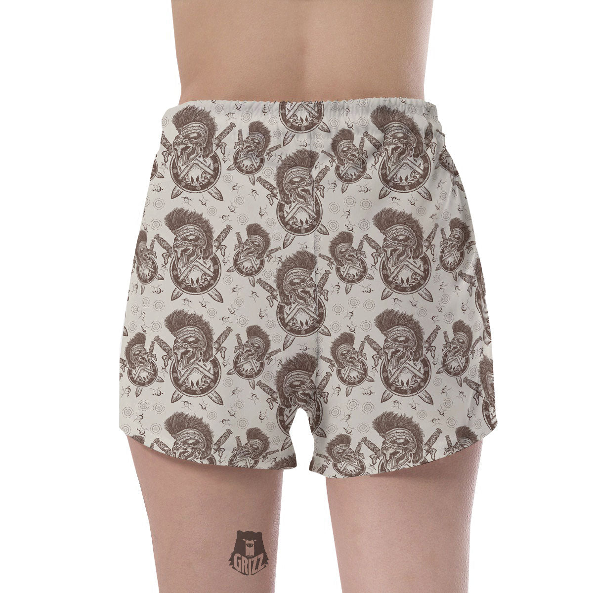 Helmet Spartan Warrior Print Pattern Women's Shorts-grizzshop