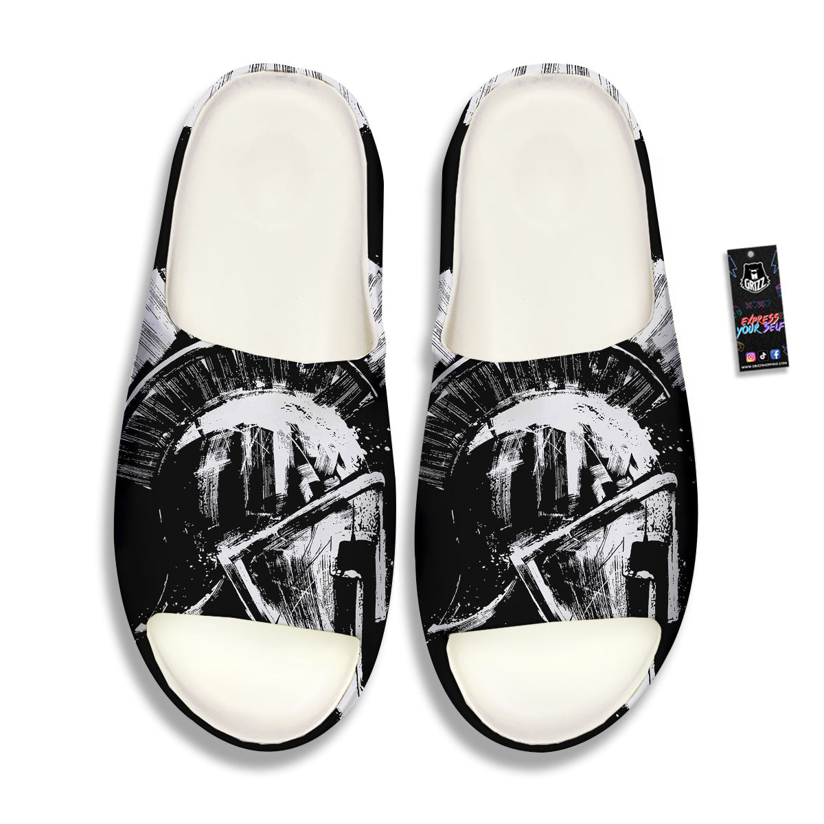 Helmet Ancient Spartan Print Sandals-grizzshop