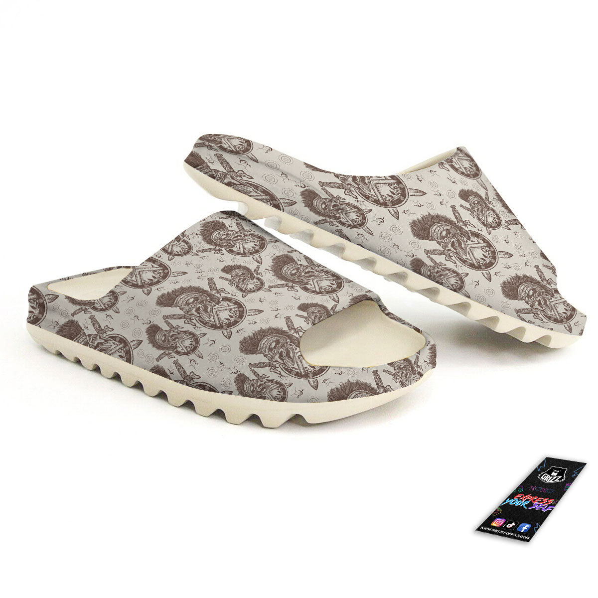 Helmet Spartan Warrior Print Pattern Sandals-grizzshop