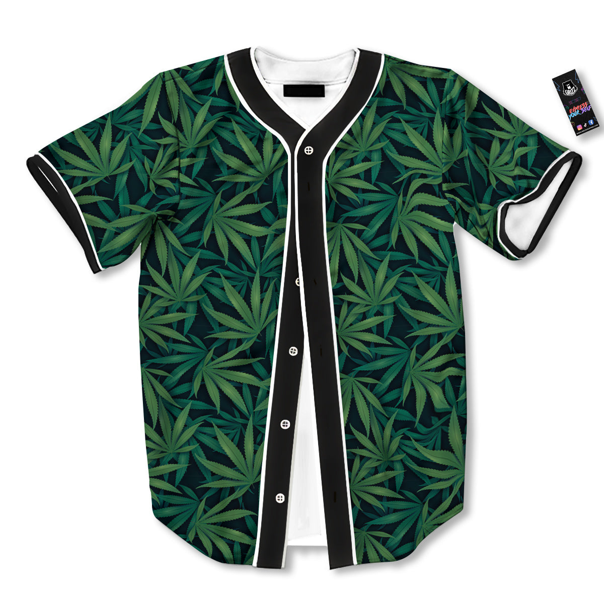 Hemp Dark Green Print Pattern Baseball Jersey-grizzshop
