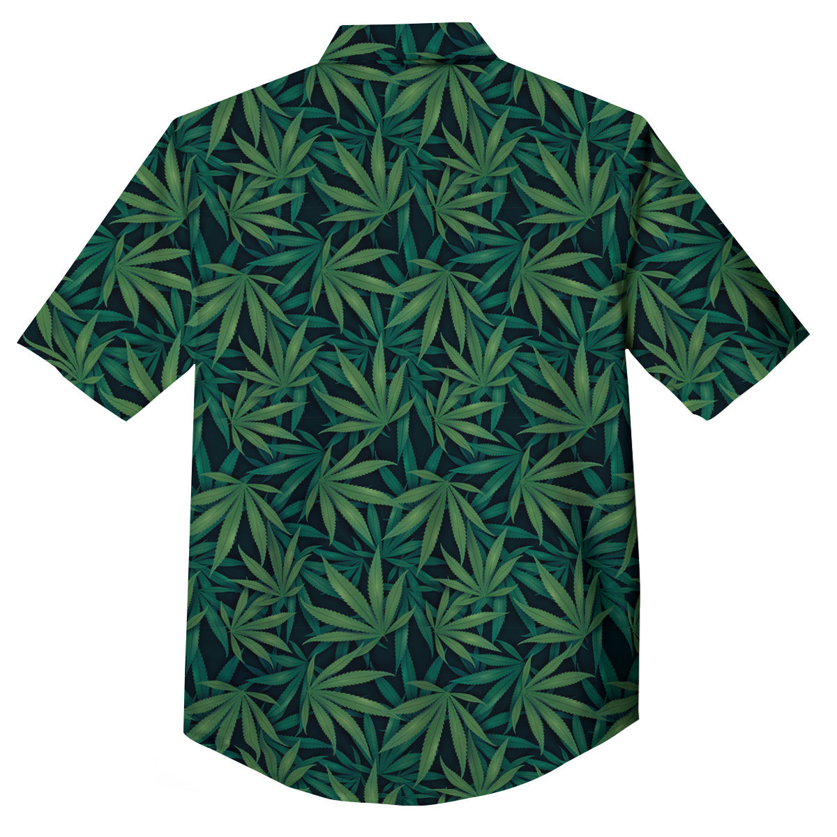 Hemp Dark Green Print Pattern Button Up Shirt-grizzshop