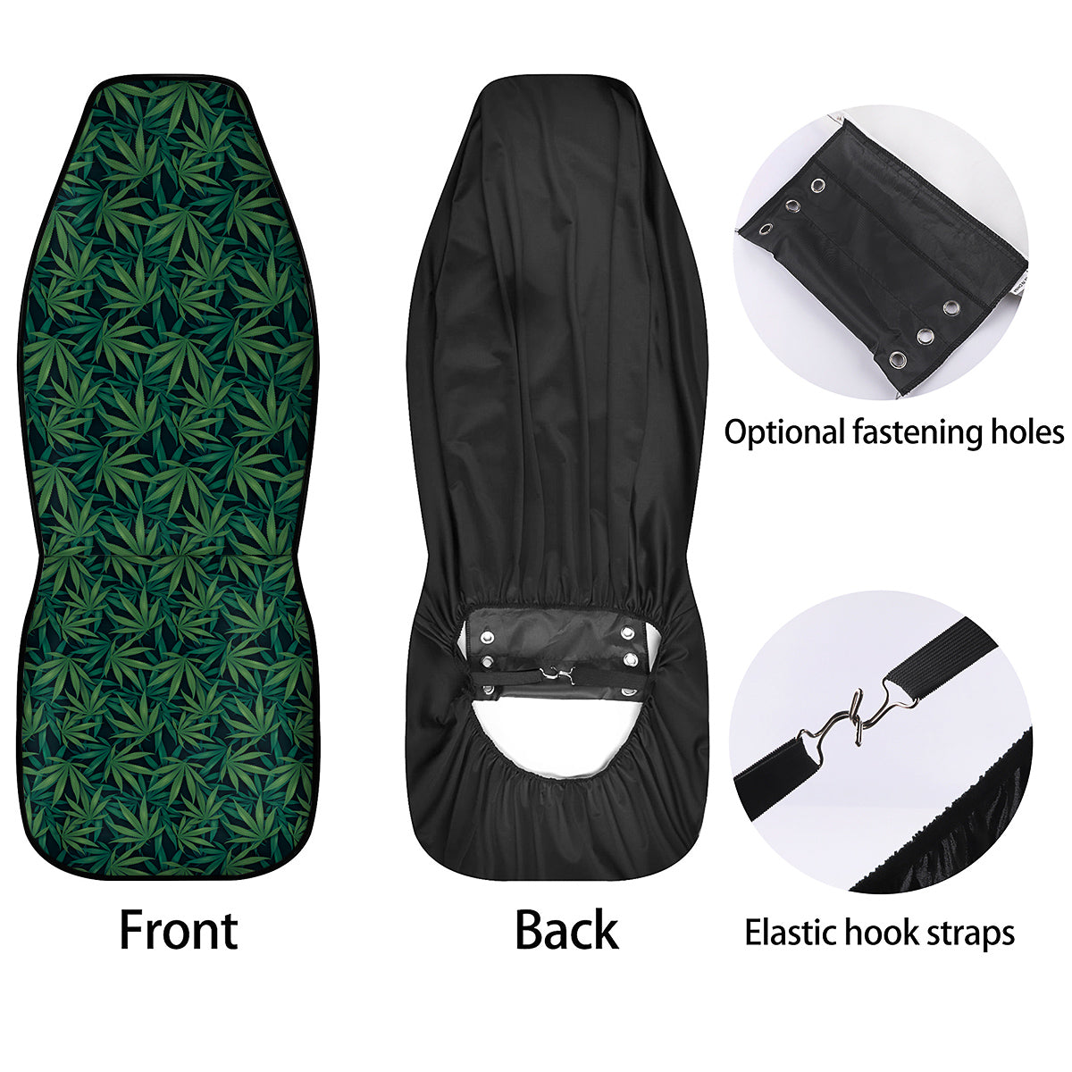 Hemp Dark Green Print Pattern Car Seat Covers-grizzshop